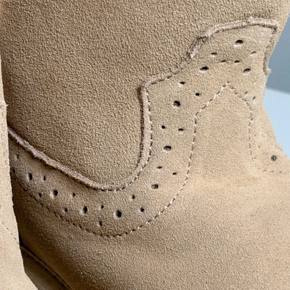 Justin Heidi Shearling Lined Suede‎ Boots Size 9 Natural Beige
